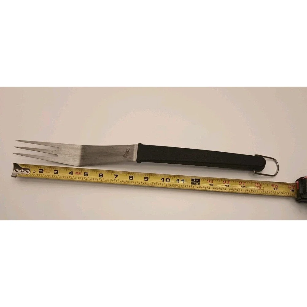 The PAMPERED CHEF Carving Fork for Meat, Stainless Steel, Black Handle, Loop